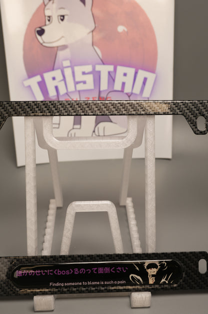 License plate frame aluminum - Gojo  Jujutso kaisen "finding someone to blame is such a pain"?