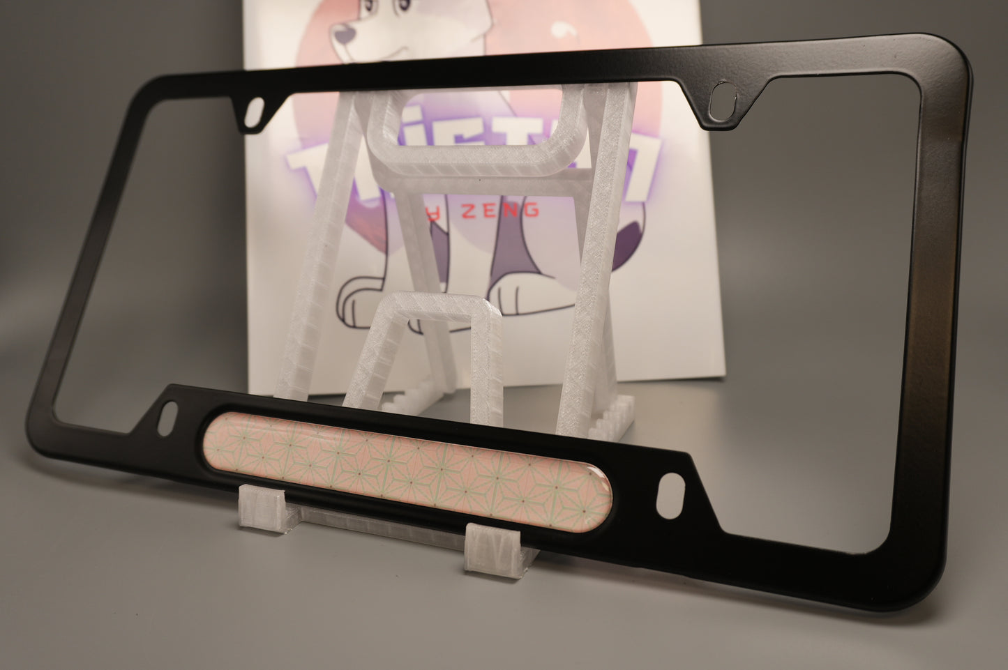 License plate frame aluminum - Demon slayer Nezunko cloth pattern