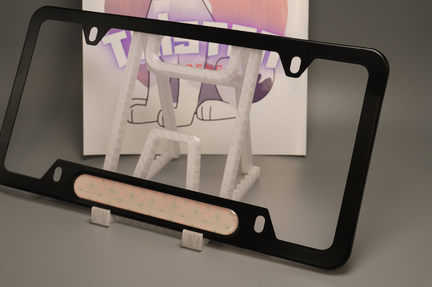 License plate frame aluminum - Demon slayer Nezunko cloth pattern