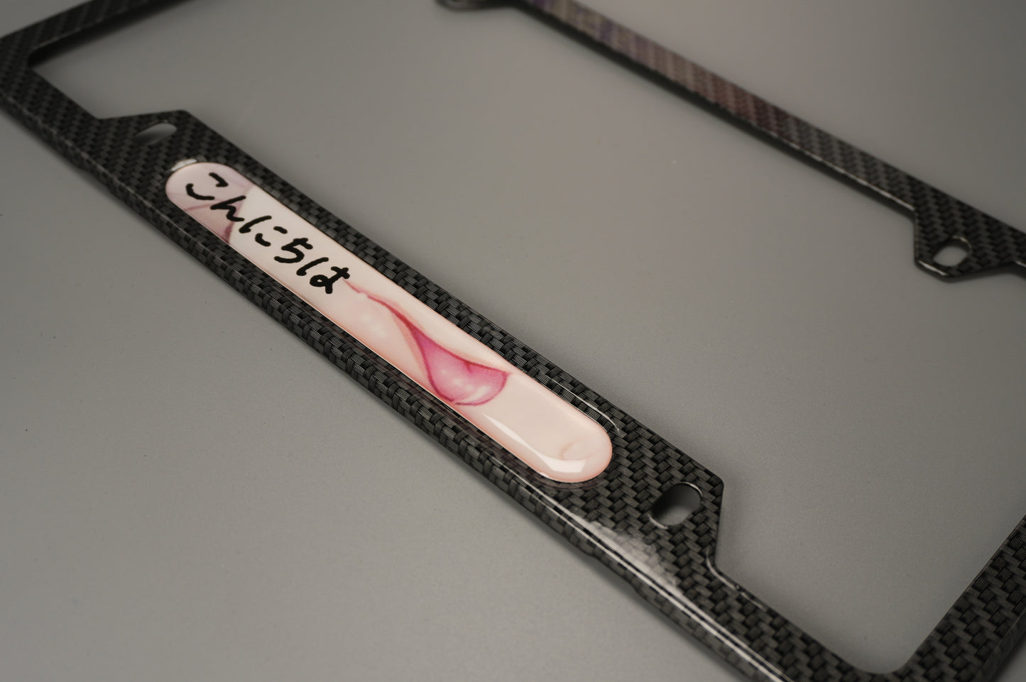 License plate frame aluminum - Anime hentai tongue licking