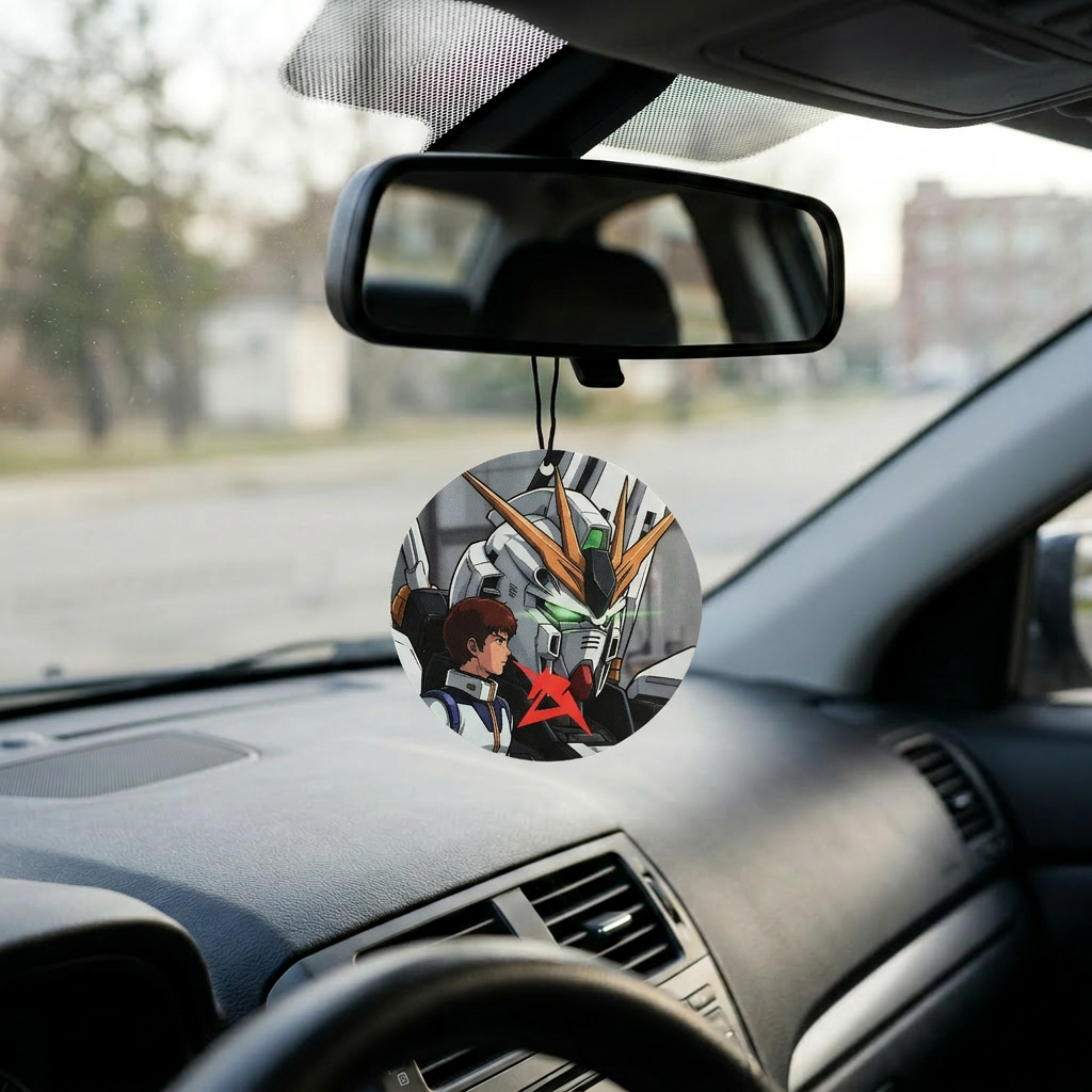 Amuro & Char Nu Gundam vs Sazabi Anime Car Air Freshener | Luxury Armani Code Sport Type Scent | JDM KDM Aesthetic Hanging Card